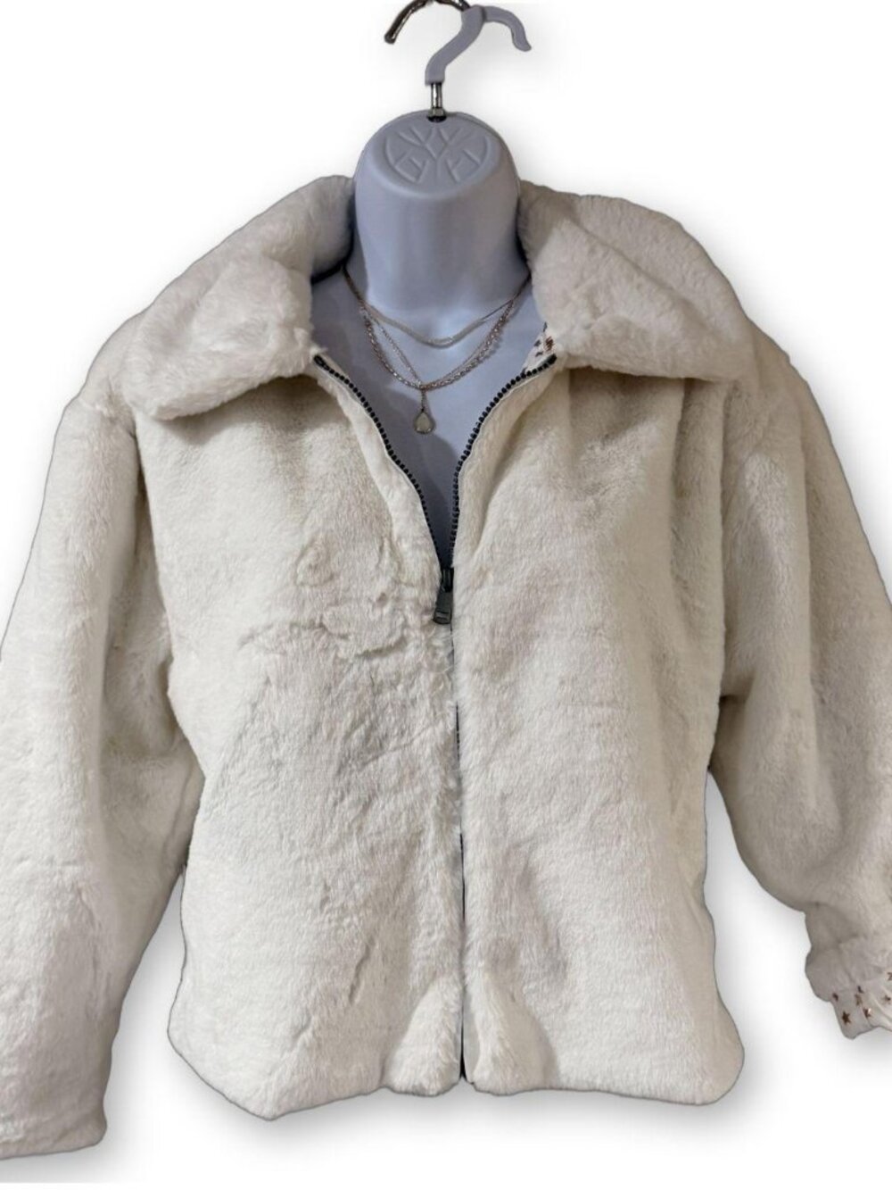 Levi's Girls Cream Faux Fur Zip Jacket L 12/14